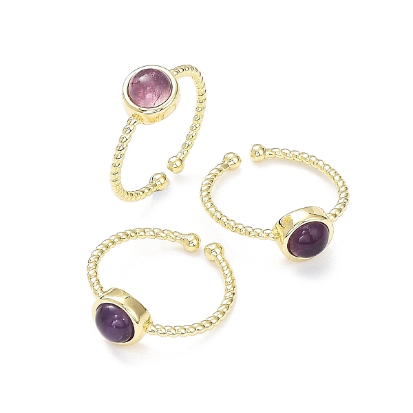 

PandaHall Natural Amethyst Cuff Rings, Rack Plating Brass Open Rings for Women, Golden, 1.5~2.5mm, Inner Diameter: 18mm Amethyst