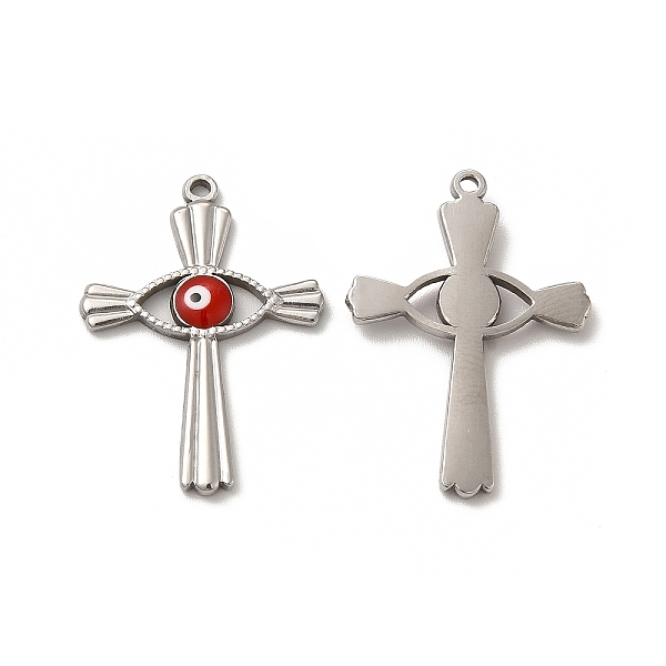 

PandaHall 201 Stainless Steel Pendants, Cross with Enamel Evil Eye, Stainless Steel Color, 30x21.5x2.5mm, Hole: 1.5mm Stainless Steel+Enamel..., Red