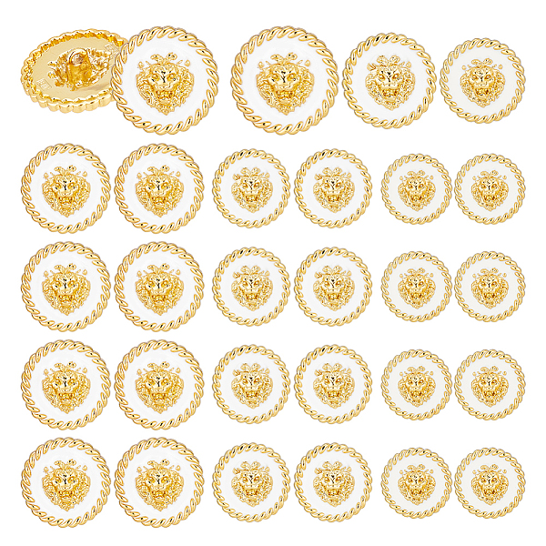 

PandaHall 24Pcs 3 Style 1-Hole Zinc Alloy Enamel Shank Buttons, Flat Round with Lion Pattern, White, 18~23x8.5~9.5mm, Hole: 2mm, 8pcs/style...