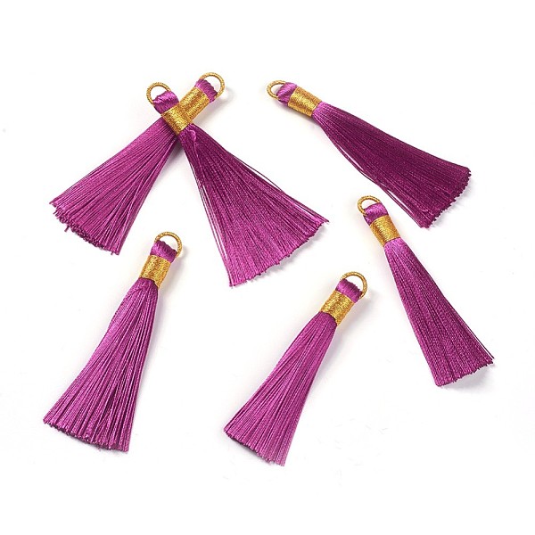 

PandaHall Nylon Tassel Big Pendants, with Iron Findings, Golden, Purple, 80x8.5mm, Hole: 5x6.5mm Nylon Purple