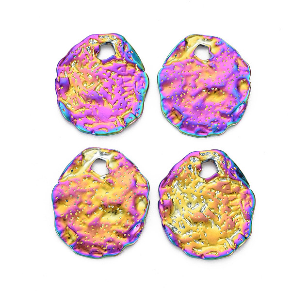 

PandaHall 201 Stainless Steel Pendants, Oval, Rainbow Color, 35.5x30x2.5mm, Hole: 5x5.5mm 201 Stainless Steel Oval