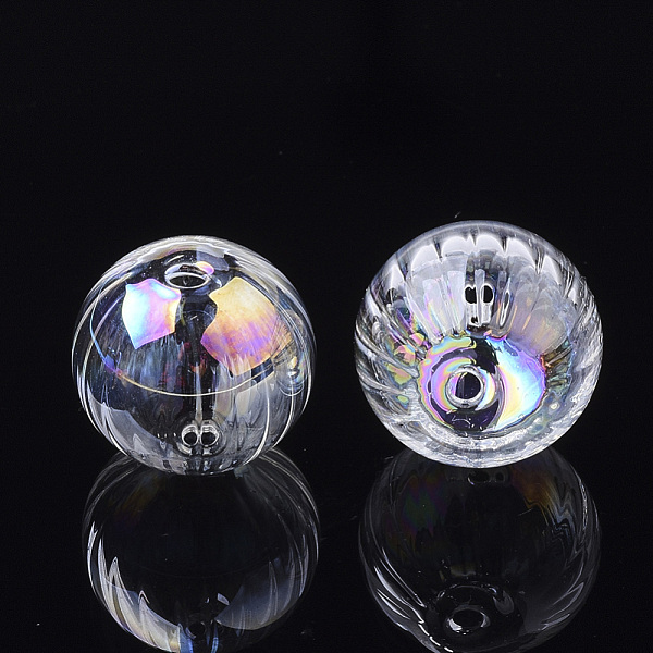

PandaHall Handmade Blown Glass Globe Beads, AB Color Plated, Pumpkin, Clear AB, 16x15~15.5mm, Hole: 1.5~2mm Glass Pumpkin White