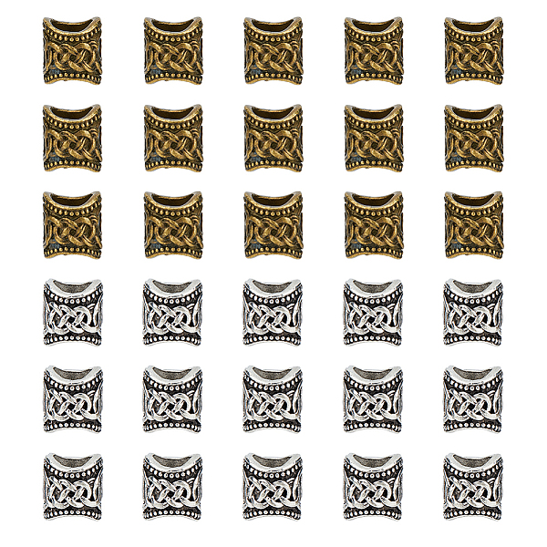 

PandaHall 2 Colors Character Patterns Hair Cuff Beads Alloy European Style Beard Beads Large Hole Braid Hair Bead Decorations Column Shape...