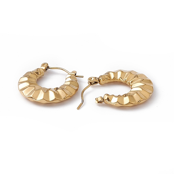 

PandaHall Ion Plating(IP) 304 Stainless Steel Croissant Hoop Earrings for Women, Golden, 21x20.5x4mm, Pin: 0.7mm 304 Stainless Steel Donut