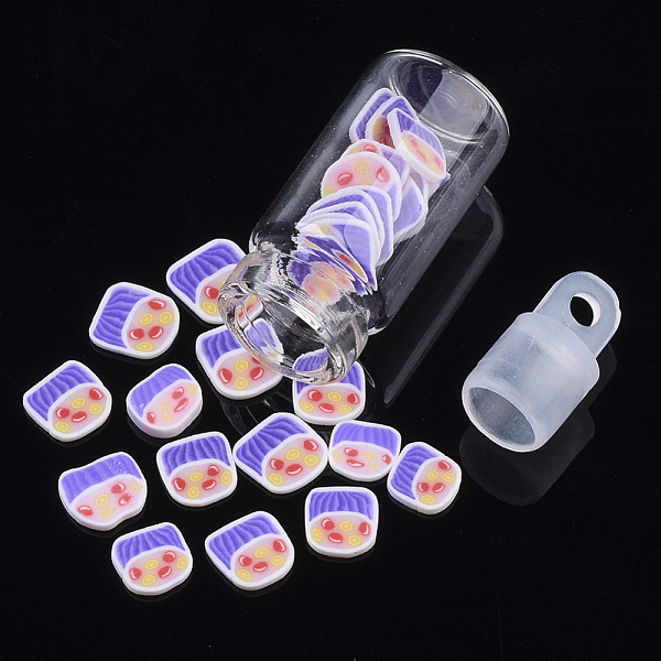

PandaHall Handmade Polymer Clay Nail Art Decoration Accessories, with Glass Wishing Bottle and CCB Plastic Bottle Stopper, Cake, Colorful...