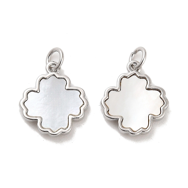 

PandaHall Brass Pave Shell Pendants, Flower Charms with Jump Ring, Platinum, 16x14x3mm, Hole: 3.5mm Shell Flower