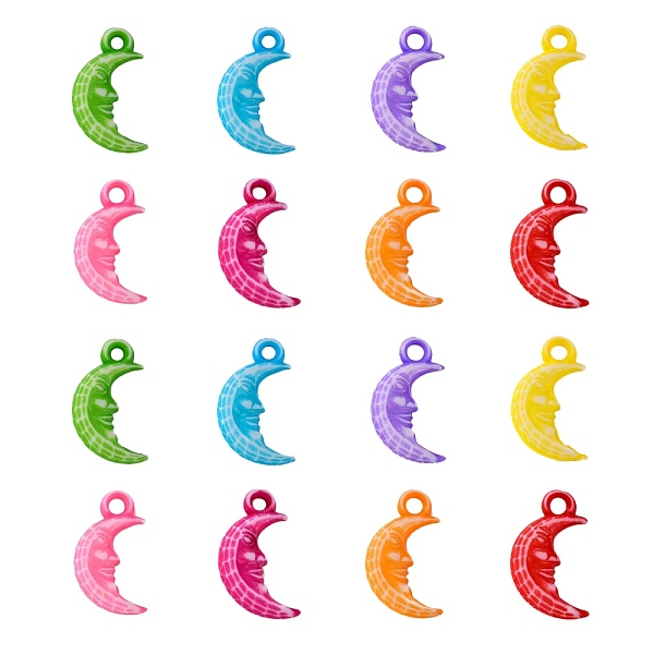 

PandaHall Colorful Acrylic Pendants, Craft Style, Mixed Color, Moon, about 13mm wide, 22mm long, hole: 3mm Acrylic Moon Multicolor