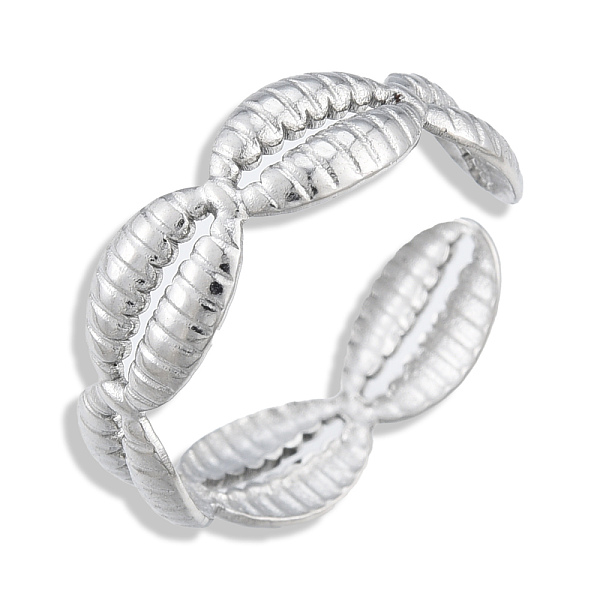 

PandaHall 304 Stainless Steel Shell Wrap Open Cuff Ring for Women, Stainless Steel Color, US Size 8(18.1mm) 304 Stainless Steel