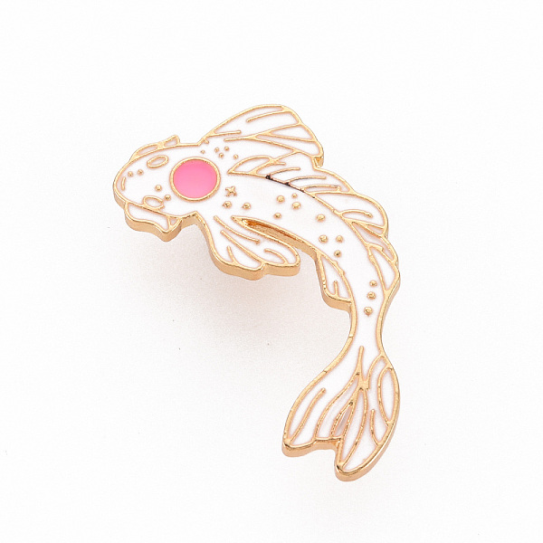 

PandaHall Rack Plating Alloy Enamel Brooches, Enamel Pins, with Brass Butterfly Clutches, Fish, Cadmium Free & Nickel Free & Lead Free..., White