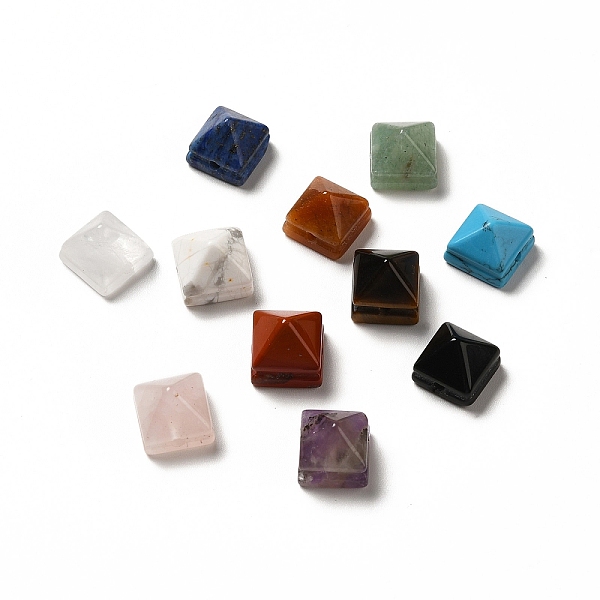 

PandaHall Natural & Synthetic Mixed Stone Beads, Faceted Pyramid Bead, 9x10x10mm, Hole: 1.2mm Mixed Stone Pyramid