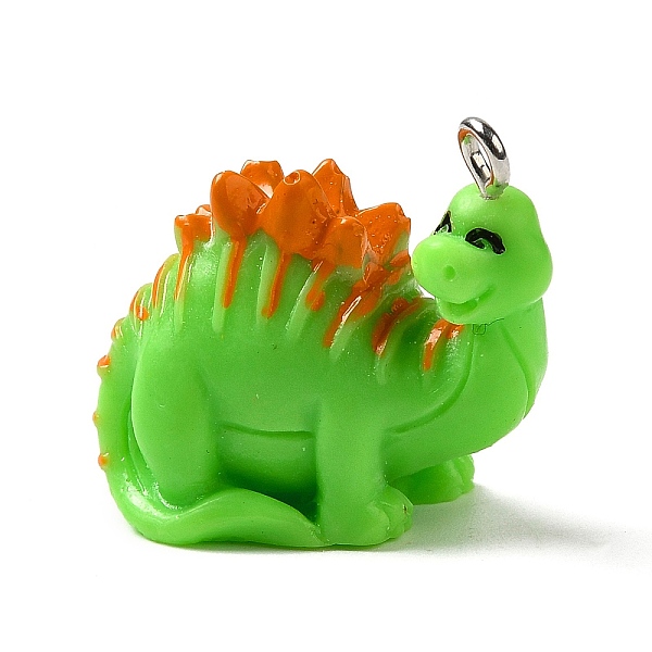 

PandaHall Opaque Resin Pendants, Dinosaur Charms with Platinum Plated Iron Loops, Lime, 22.5x25x12mm, Hole: 1.4mm Iron+Resin Dinosaur Green