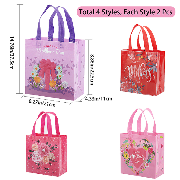 

PandaHall GORGECRAFT 8Pcs Non-Woven Reusable Tote Bags 4 Styles Bags Medium Size Bulk Reusable Folding Tote Bags with Handles for Candy...