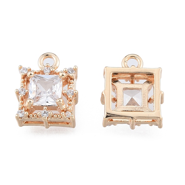 

PandaHall Brass Micro Pave Clear Cubic Zirconia Charms, Cadmium Free & Nickel Free & Lead Free, Square, Real 18K Gold Plated, 10x8x4.5mm...