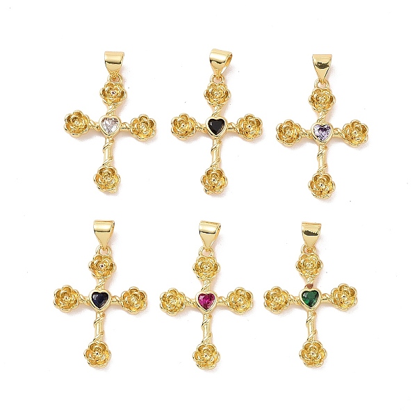 

PandaHall Cross with Flower Brass Micro Pave Cubic Zirconia Pendants, Cadmium Free & Nickel Free & Lead Free, Real 18K Gold Plated, Mixed..., Multicolor