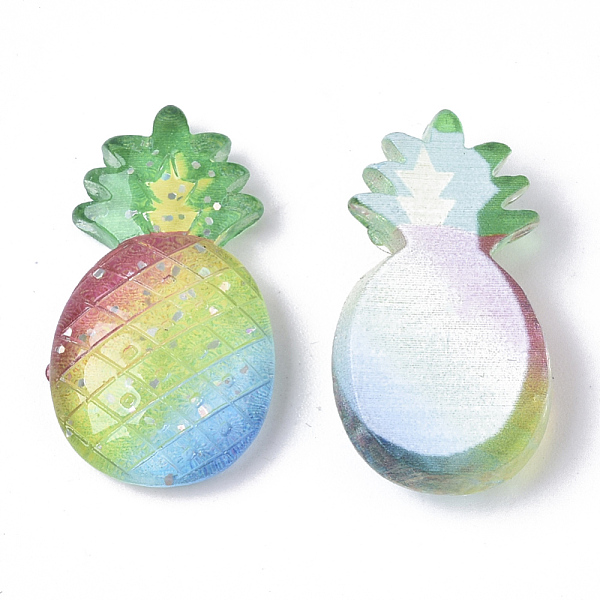 

PandaHall Resin Cabochons, with Glitter Powder, Pineapple, Colorful, 24x13.5x5mm Resin Fruit