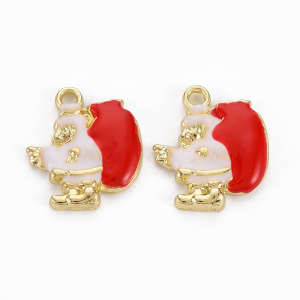 

PandaHall Rack Plating Light Gold Alloy Enamel Pendants, Cadmium Free & Lead Free, Christmas Santa Claus, FireBrick, 18x16x3mm, Hole: 1.8mm..., Red