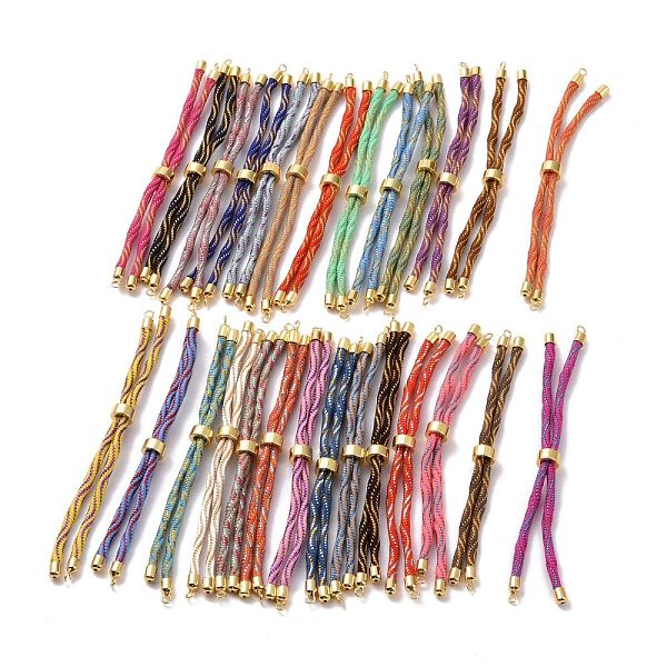 

PandaHall Nylon Cord Silder Bracelets, for Connector Charm Bracelet Making, with Rack Plating Golden Brass Clasp, Long-Lasting Plated..., Multicolor