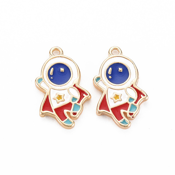 

PandaHall Brass Enamel Pendants, Real 18K Gold Plated, Astronaut, White, 18.5x11.5x1.5mm, Hole: 1.4mm Brass+Enamel Human White