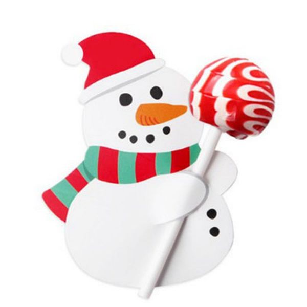 PandaHall Christmas Theme Snowman Shape Paper Candy Lollipops Cards, for Baby Shower and Birthday Party Decoration, White, 8.1x6.8x0.04cm...