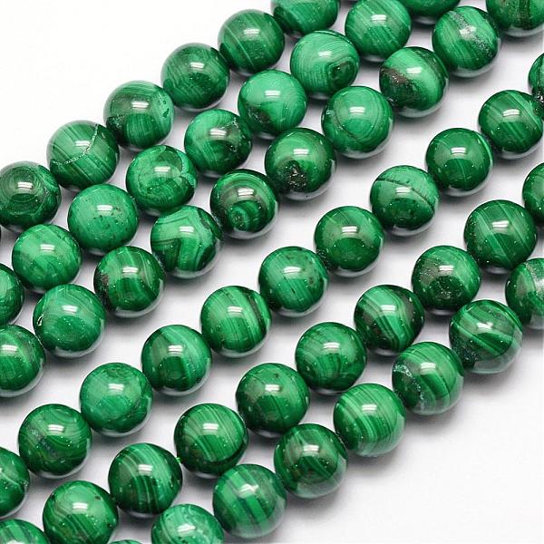 

PandaHall Natural Malachite Bead Strands, Round, 10mm, Hole: 1mm, about 40pcs/strand, 15.7 inch Malachite Round