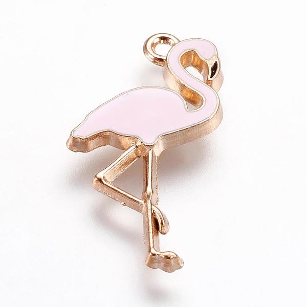 

PandaHall Alloy Enamel Pendants, Flamingo Shape, Pink, Light Gold, 26x14x2.5mm, Hole: 1mm Alloy+Enamel Other Animal Pink