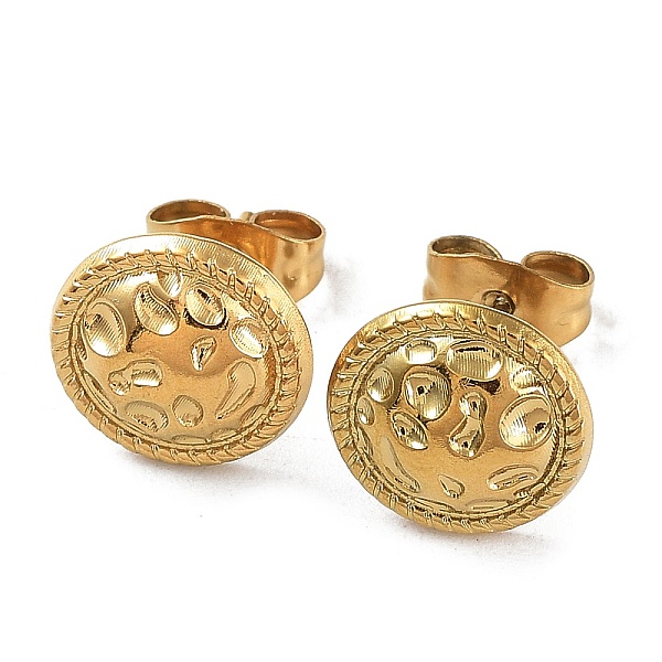 Ion Plating(IP) 304 Stainless Steel Flat Round Button Ear Studs For Women