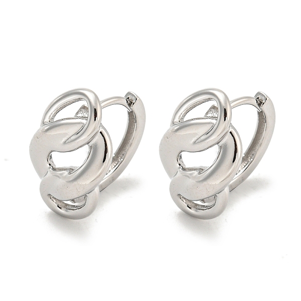 

PandaHall Chain-Shaped Brass Hoop Earrings, Real Platinum Plated, 15.5x10mm Brass Others