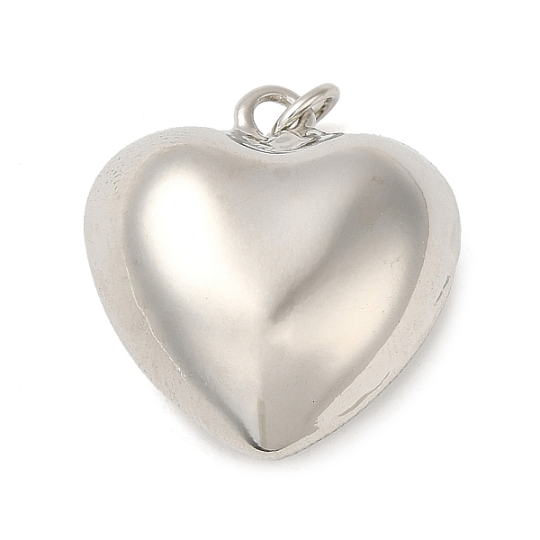 

PandaHall Rack Plating Brass Pendants, with Jump Ring, Puffed Heart Charm, Platinum, 20x18x9.5mm, Hole: 3mm Brass Heart