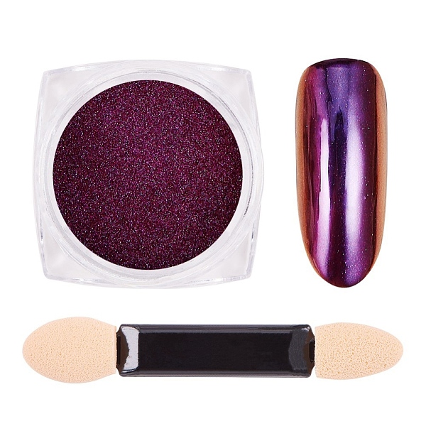 

PandaHall Cat Eye Laser Powder Colorful Magic Mirror Powder, with One Brush, for Manicure Pigment Nail Decoration, Old Rose, 30x30x17mm..., Purple