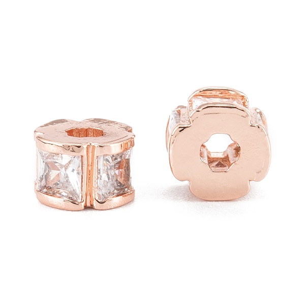 

PandaHall Brass Micro Pave Clear Cubic Zirconia Beads, with Enamel and Jump Ring, Long-Lasting Plated, Rondelle, Real Rose Gold Plated...