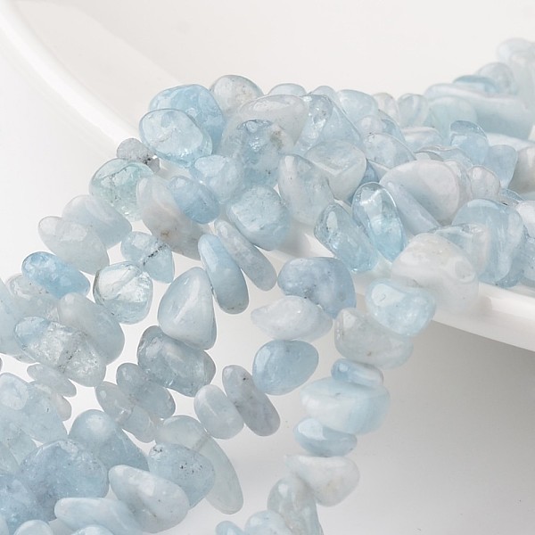 

PandaHall Chip Natural Aquamarine Bead Strands, Grade A+, 7~12x5~8x2~5mm, Hole: 1mm, about 15.7 inch Aquamarine Chip