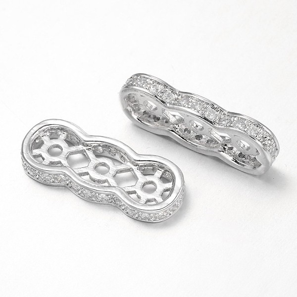 

PandaHall Filigree Brass Micro Pave Cubic Zirconia Spacer Bars, Platinum, 18x7x2.5mm, Hole: 1mm Brass+Cubic Zirconia Others