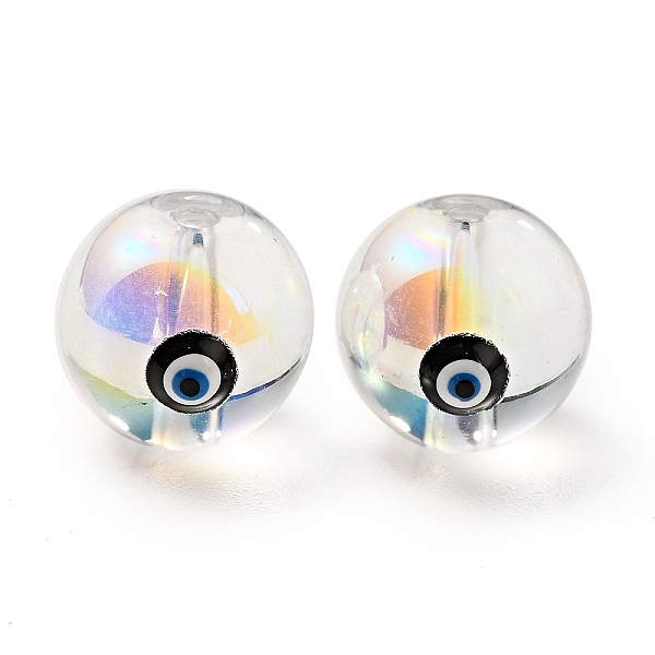 

PandaHall Transparent Glass Beads, with Enamel, Round with Evil Eye Pattern, Black, 10~10.5x9mm, Hole: 1.6mm Glass Round Black