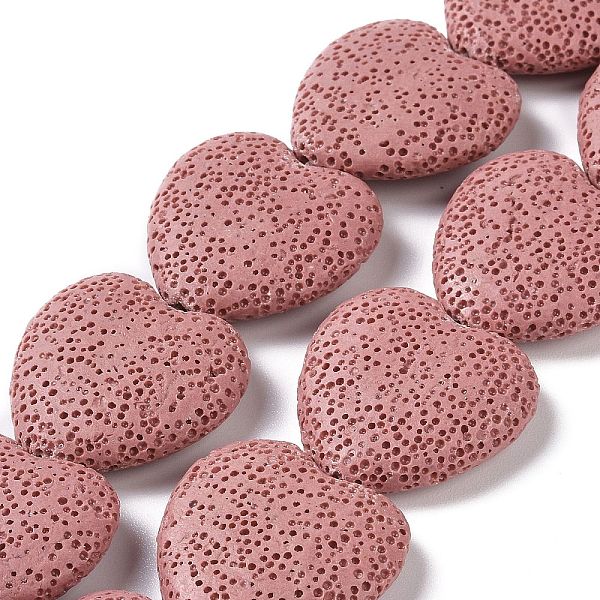 

PandaHall Natural Lava Rock Beads Strands, Dyed, Heart, Rosy Brown, 26~30x26~30mm, Hole: 2mm, about 15 pcs/strand Lava Rock Heart
