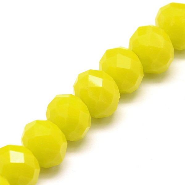 

PandaHall Opaque Solid Color Crystal Glass Rondelle Beads Strands, Faceted, Yellow, 10x7mm, Hole: 1mm, about 70pcs/strand, 20 inch Glass...