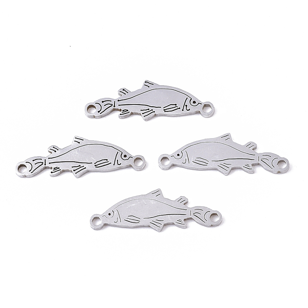 

PandaHall 201 Stainless Steel Links connectors, Laser Cut, Fish, Stainless Steel Color, 7.5x22x1mm, Hole: 1.4mm 201 Stainless Steel Fish