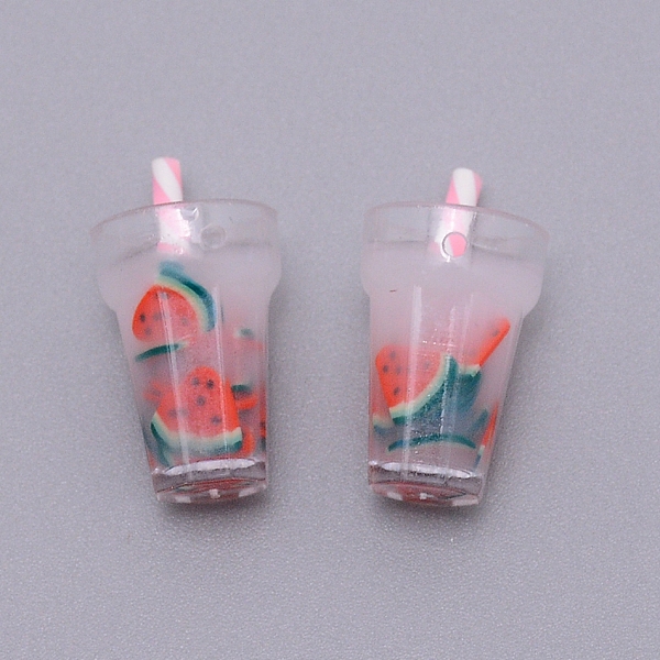

PandaHall Plastic Resin Pendants, Bubble Tea, Red, 28x11.5mm, Hole: 1.4mm Plastic Food Red
