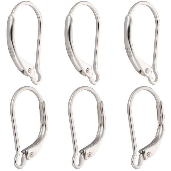 

PandaHall Beebeecraft 4 Pairs 925 Sterling Silver Leverback Earring Findings, with Horizontal Loops, Silver, 17x10x2mm, Hole: 1.8mm, Pin...