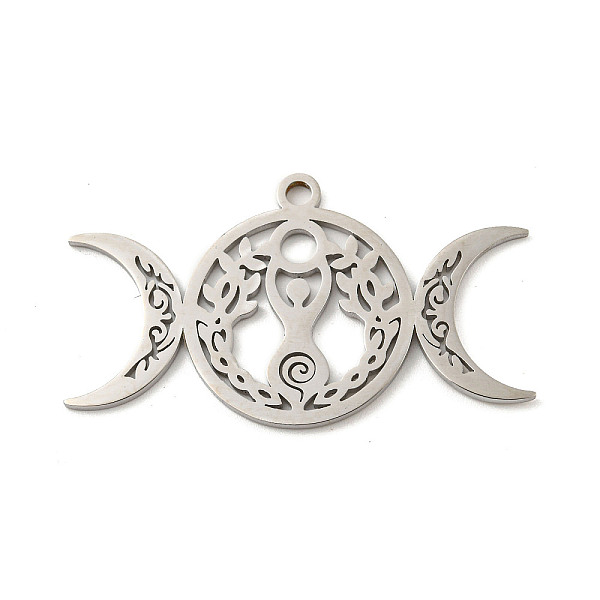 

PandaHall 304 Stainless Steel Pendants, Laser Cut, Triple Moon Charm, Stainless Steel Color, 26x45x1.5mm, Hole: 2.5mm 304 Stainless Steel...