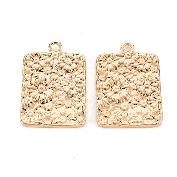 

PandaHall Brass Pendants, Nickel Free, Rectangle with Flower, Real 18K Gold Plated, 18x12.5x1.5mm, Hole: 1.2mm Brass Rectangle