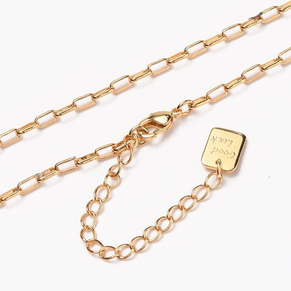 

PandaHall Brass Paperclip Chain Necklaces, with Lobster Claw Clasps, Long-Lasting Plated, Word Good Luck, Real 18K Gold Plated, 15-5/8 inch...