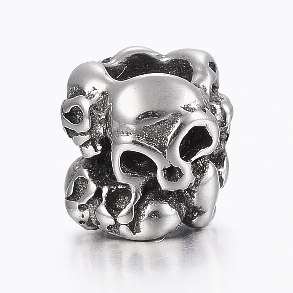 

PandaHall 316 Surgical Stainless Steel Beads, Skull, Large Hole Beads, Antique Silver, 12x9mm, Hole: 8mm 316 Surgical Stainless Steel Skull