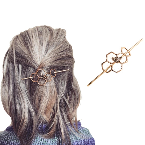 

PandaHall Alloy Hair Sticks, Hair Bun Cages, Hair Clips, Hair Pins, Honeycomb with Bees, Antique Silver, 57x36x4mm Alloy