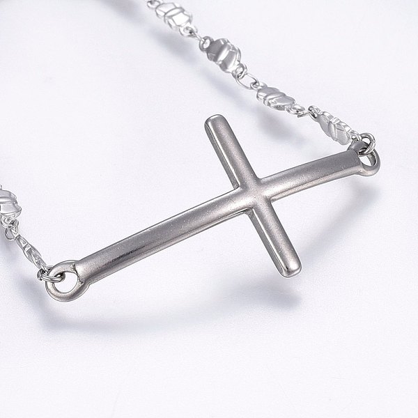 

PandaHall 304 Stainless Steel Link Bracelets, with Lobster Claw Clasps, Cross & Bowknot, Stainless Steel Color, 7-7/8 inch(20cm), 3.5mm 304...