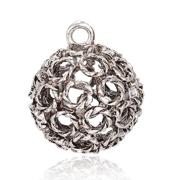 

PandaHall Tibetan Style Alloy Hollow Round Pendants, Antique Silver, 22x18mm, Hole: 2mm Alloy Round