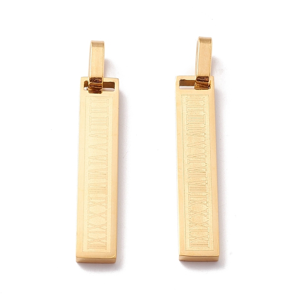 

PandaHall Ion Plating(IP) 304 Stainless Steel Pendants, Rectangle with Letter, Golden, 40x8x2.8mm, Inner Diameter: 9x4.5mm 304 Stainless...