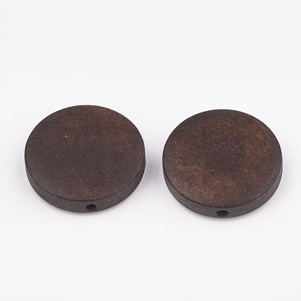 

PandaHall Natural Pear Wood Beads, Dyed, Flat Round, Coconut Brown, 20x5mm, Hole: 2mm Wood Flat Round Brown