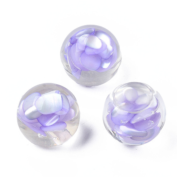 

PandaHall Transparent Acrylic Cabochons, with Shell, Round, Lilac, 16x12mm Acrylic Round Purple
