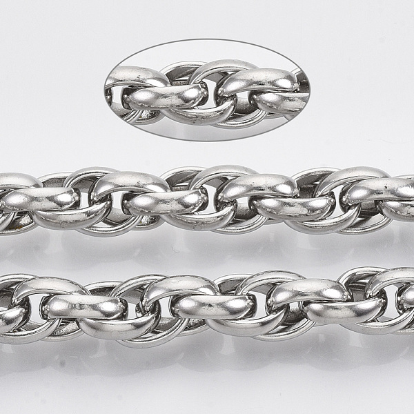 

PandaHall 304 Stainless Steel Rope Chains, with Spool, Unwelded, Stainless Steel Color, Link: 11x9x3mm, about 16.4 Feet(5m)/roll 304...