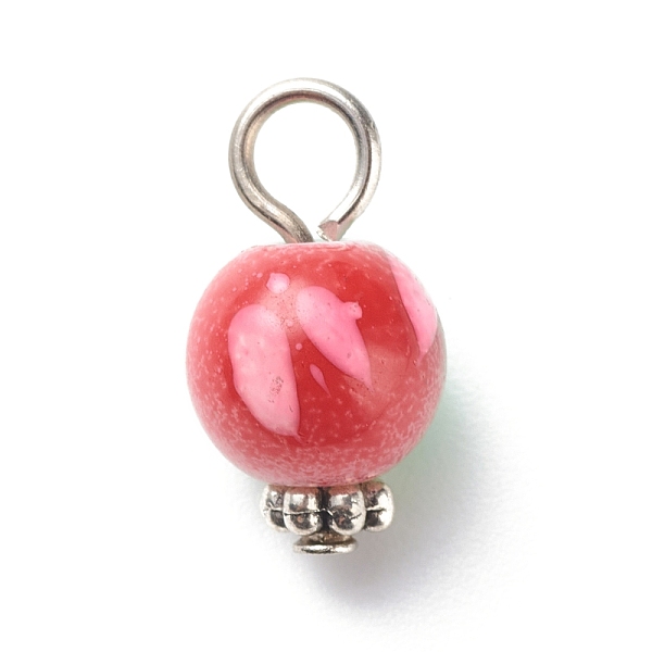 

PandaHall Spray Painted Resin Charms, with Iron Loops, Two Tone, Red & Green, Round, Antique Silver, 15x8.5mm, Hole: 3mm Iron+Resin Round...